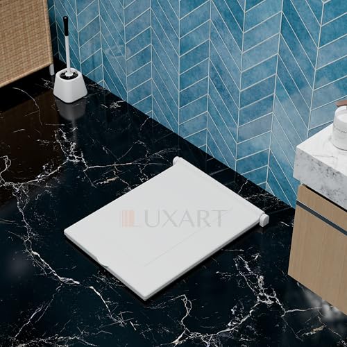 Image of LUXART Indian Square Toilet Cover 56L x 42W | White 21 Inch Orissa Pan Toilet Seat Cover | PP Commode Lid with Easy Installation Kit | White Finish | 2 Year Warranty
