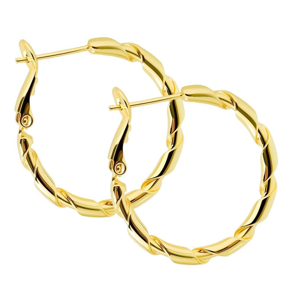 ToHeart Gold Silver Twisted Hoop Earrings for Women Birthday Gift