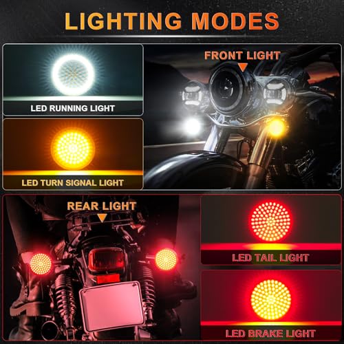 Image of LivTee 1157 Front Rear LED Turn Signals Tail Brake Lights with Lens Cover Kits Compatible with Harley Davidson Touring Dyna Softail Sportster Street Glide Road Glide Accessories