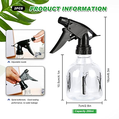 Foto von 2 Stück Sprühflasche klein 250ml Zerstäuber Sprühflaschen Haare Pflanzen Transparent Leere Wassersprühflasche Pflanzensprüher für Blumen
