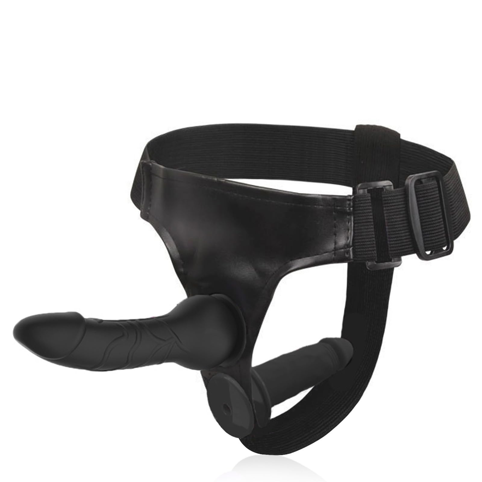 BDSMYEE Strap-on con 2 Dildo per Donna, Dildo Strapon Doppio Fallo Strapon Masturbazione SM Giocattolo Erotico Doppio per Donne Uomini (Nero)