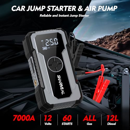 Sharmeal Jump Starter with Air Compressor, 7000A 150PSI Car Jump Starter Battery Pack , 12V Car Battery Jump Starter - Additional View