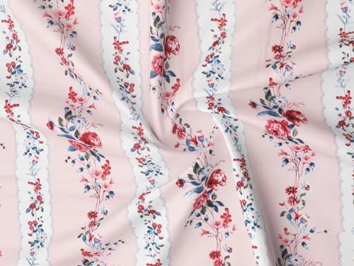 Image of RD TREND Presents Luxurious Glace Cotton Super Soft 210 TC 360 Elastic Fitted Bedsheets Single Bed Size (72 x 48 x 8 Inch) with 1 Pillow Cover Size (28 x18), Color- Peach, Floral