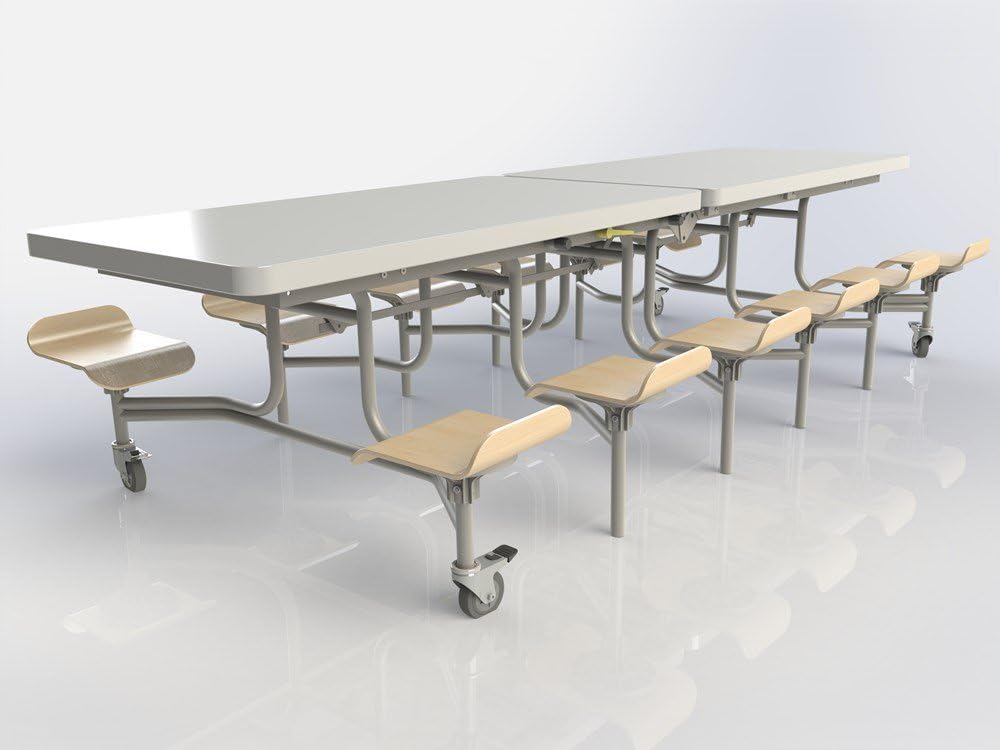Office Needs DirectPrimo Contemporary Mobile Folding Table Dining Canteen Unit White Gloss 12 Seats