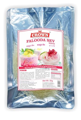 CROWN Falooda Sev 400G (White) - (50G X Pack Of 8, Total : 400G)