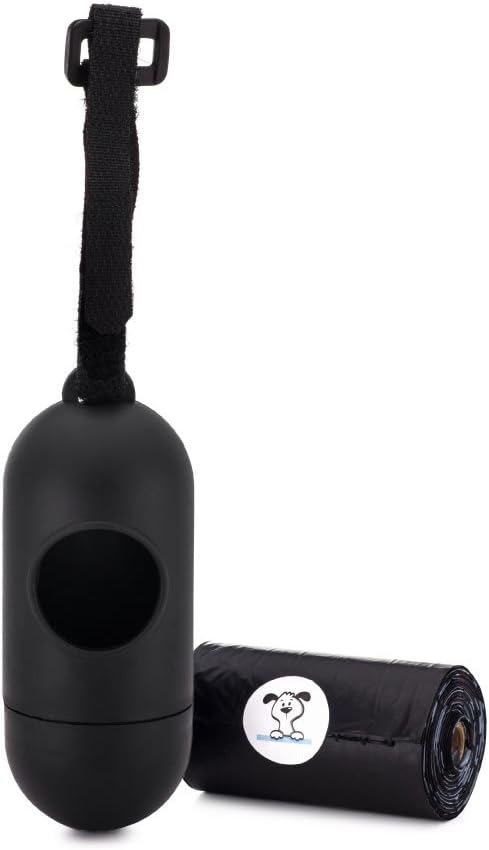 15-Count Plus Dispenser, Wag and Bag Brand Dog Waste Poop Bags, 15 Bags / 1 Roll, Free Dispenser, Lavender Scented, Black, 9" X 13", Cardboard Core