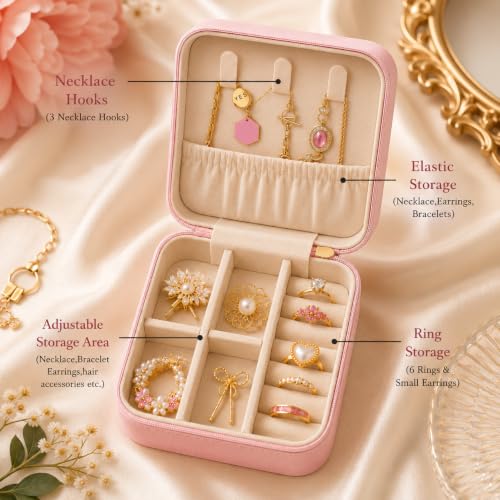 Image of Personalized Jewellery Box for Women with Custom Name & Anti Tarnish Heart Pendant Necklace | Valentine's Gift for Girlfriend | Romantic Gift for Wife | Birthday Gift