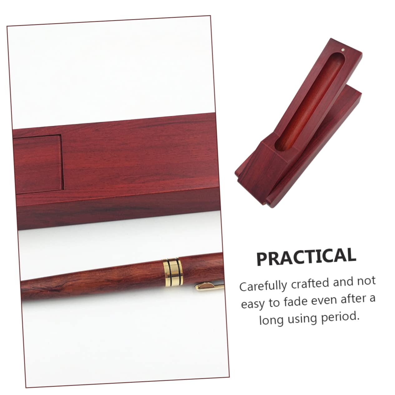 PLAFOPE Estuche para Lápices de Madera Marrón, Caja de Papelería Retro