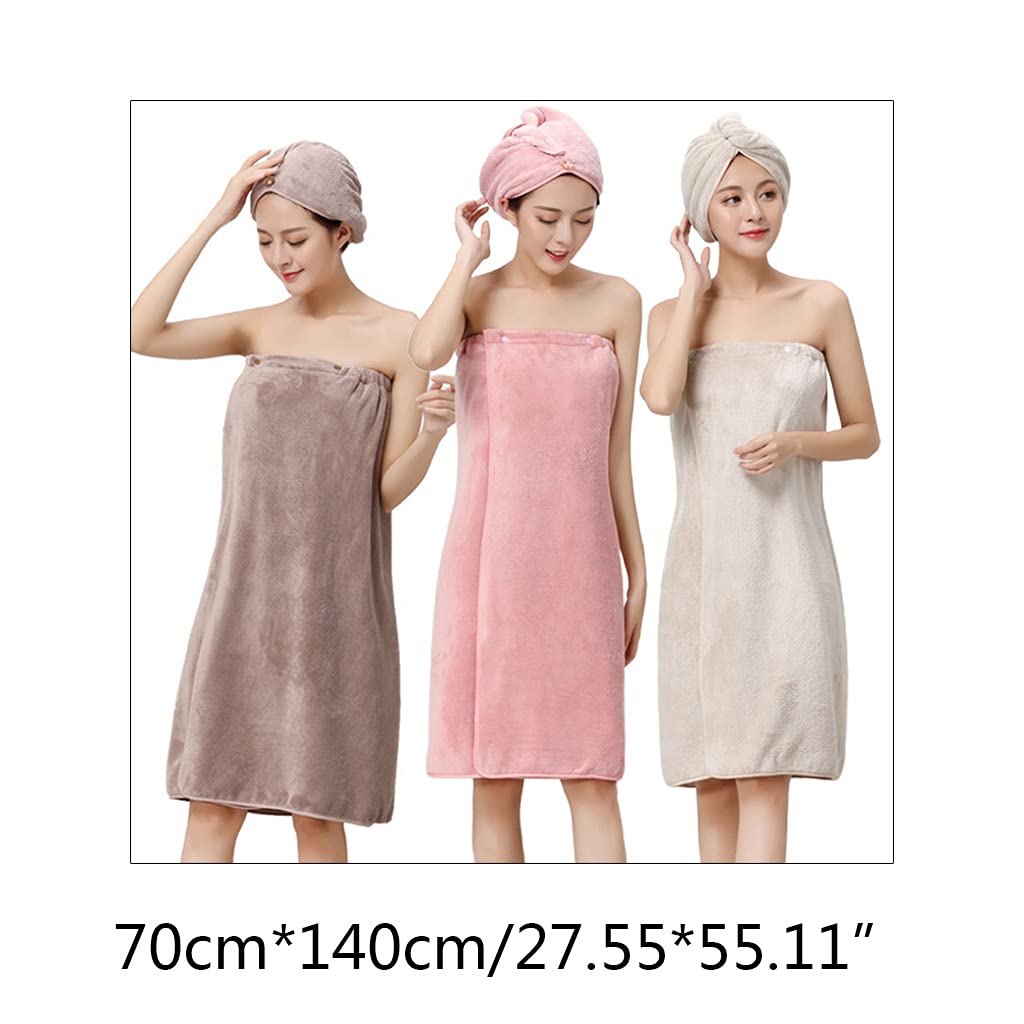 Asciugamano da bagno da donna in velluto corallo con chiusura a bottone regolabile in microfibra accappatoio copertura del corpo vestito tinta unita coperta da doccia assorbente