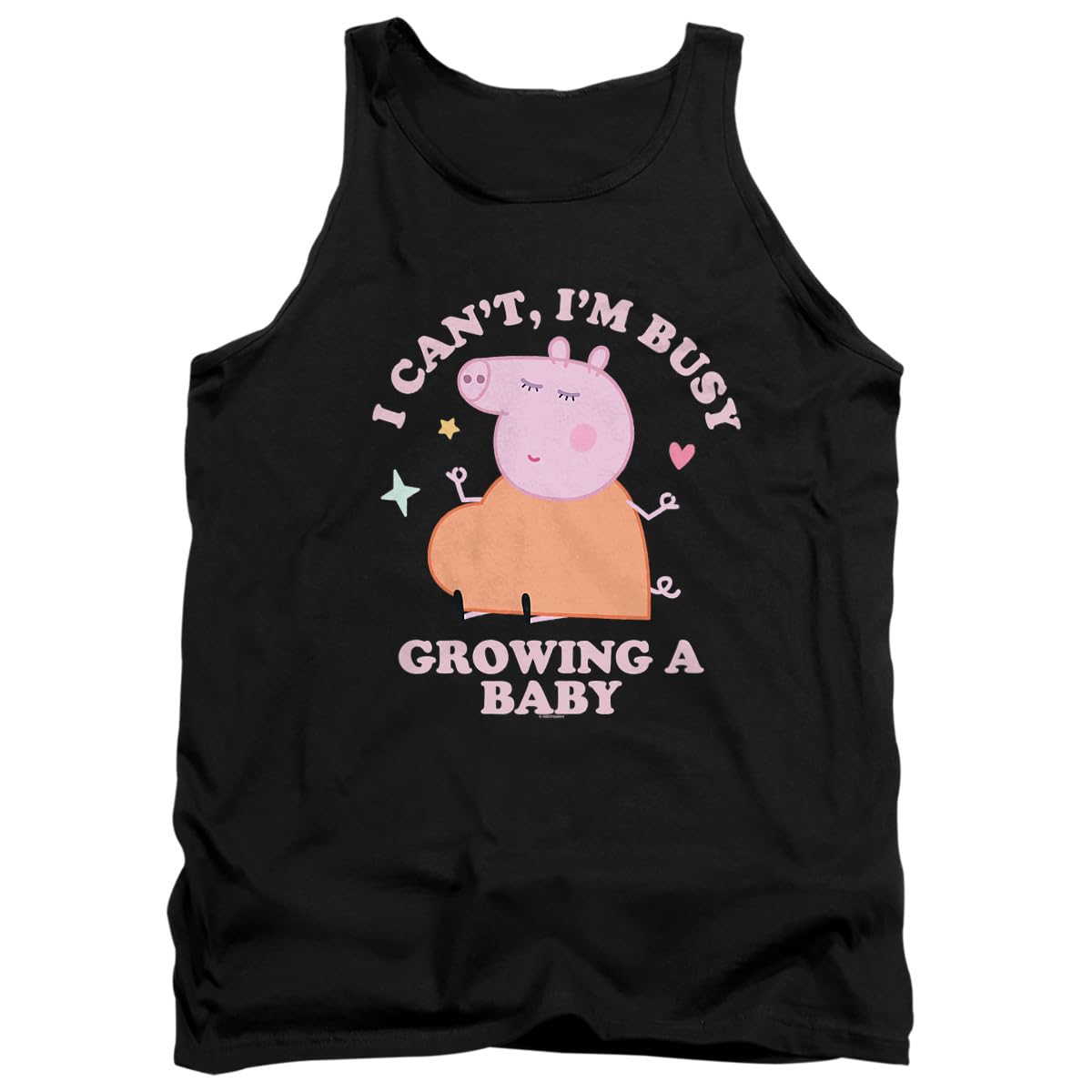 Popfunk Peppa Pig Mummy Pig Busy Growing a Baby Unisex Adult Tank Top, Black, Small