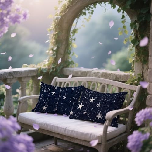 Housse coussin exterieur impermeable 60x90 lin ciel etoile lot de 2