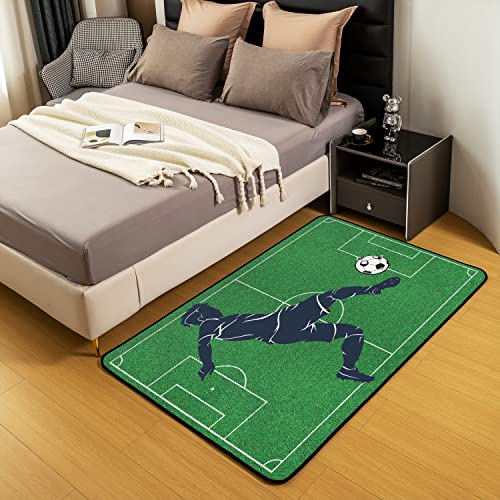 Loussiesd Football Rugs for Living Room Bedroom Soccer Ball Sports Theme Living Room Rugs for Bedroom Kids Boys Girls Teens Football Field Carpet Competitive Games Floor Mat 150 * 200cm - Image 4