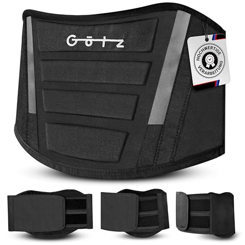 Götz Nierengurt Motorrad Herren / Damen Effektive Stabilisierung, Lendenwirbelstütze, Nierenwärmer, Nierenschutz Schwarz - Reflektierend (90-113 cm Bauchumfang)