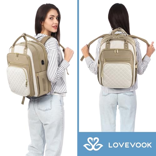 Image of LOVEVOOK Laptop Backpack for Women with Separate Laptop Compartment, 15.6 inch Water Resistant Lightweight Daypacks for College Travel Work Business, Nurse Teacher Computer Bags