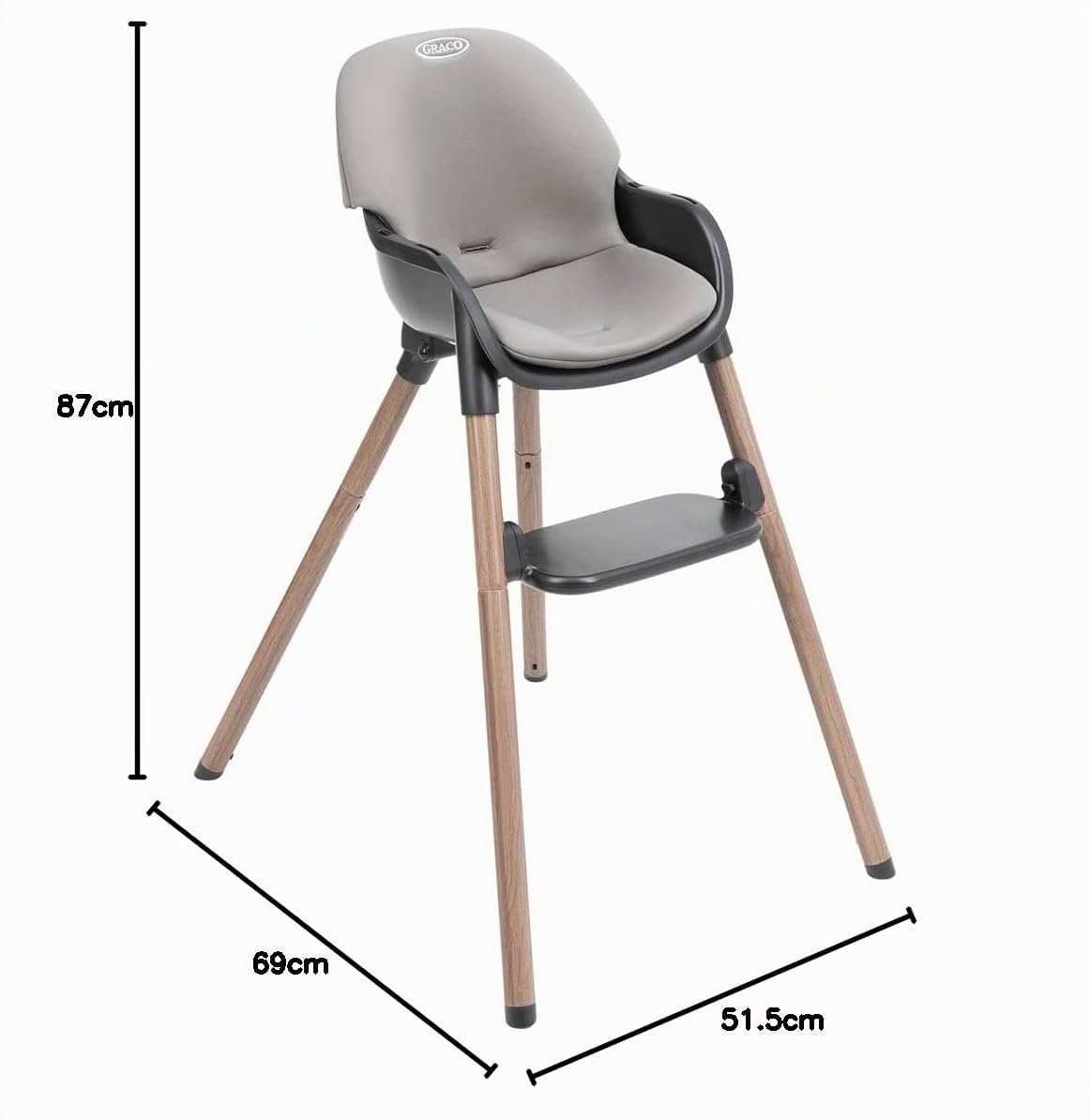 Graco - Presti™ Seggiolone 3-in-1: seggiolone, sgabello, seggiolina. Adatto da 6 mesi a 6 anni circa (max. 27,3 kg), colore Steeple Gray
