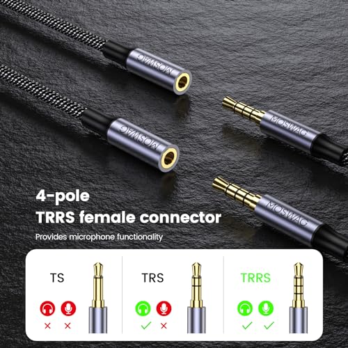 MOSWAG Cable Adaptador 3.5mm Hembra a Hembra 20cm miniatura 4