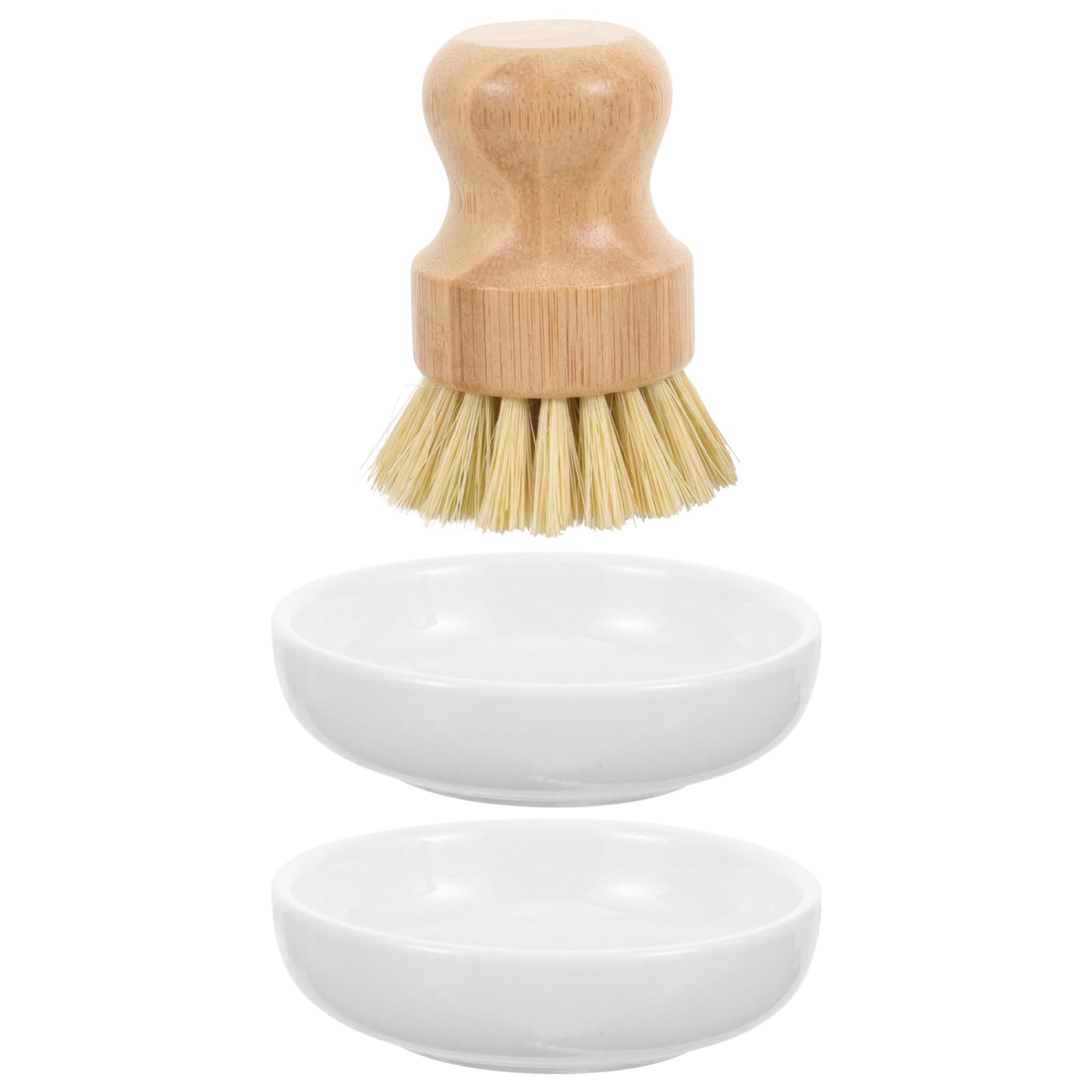Ciieeo 3 Juegos Cepillo del pote de la Cocina con el Cepillo de Limpieza de bambú Determinado del Cepillo del pote de la Palma del sisal de la Placa de Drenaje Cepillo para Lavar Platos y