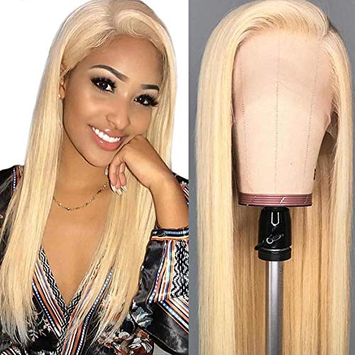 Hot Star 613 Blonde Human Hair Wigs 13x4 Lace Front Wigs for Women Brazilian Straight Human Hair Wigs Pre Plucked Hairline Free Part 150% Density (20 Inch, 13x4 wig)