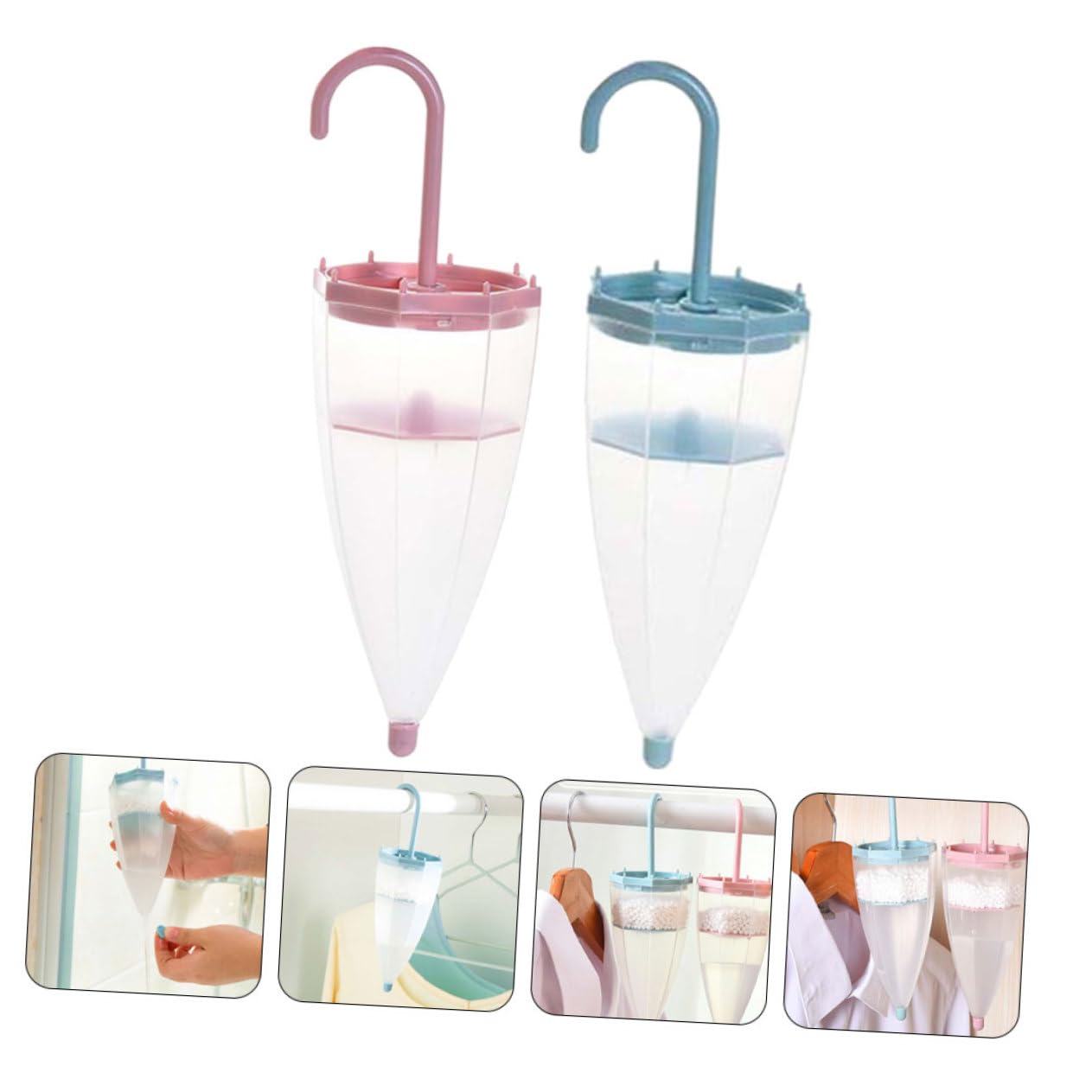 SOLUSTRE Deumidificatore Controllo Umidità Armadio 2 Pezzi con Design Ombrello Materiale Abs e Pp, per Cucina e Guardaroba