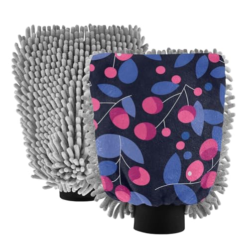 Bold Line - Guante de microfibra para lavado de coche, color azul marino, magenta, sin arañazos, guante de lavado de coche, esponjas de lavado de coche