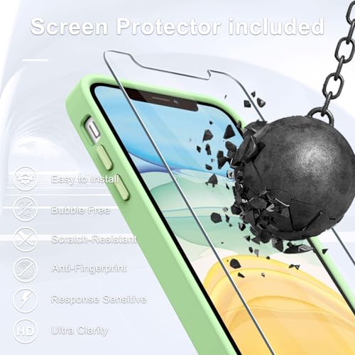 Image of YENAPOON for iPhone 12 Pro /iPhone 12 Case, Matte Magnetic Case, Mint Green | Fit for Magsafe, Screen Protector Included, Matte Translucent Frosted Slim Shockproof Protective Phone Cover