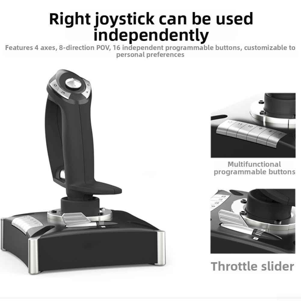 Mango de controlador de vuelo simulado para PC, para PS4, para Xbox y Win10, joystick ergonómico ABS para juegos con palancas intuitivas para simulación de vuelo, diseño compacto para el hogar