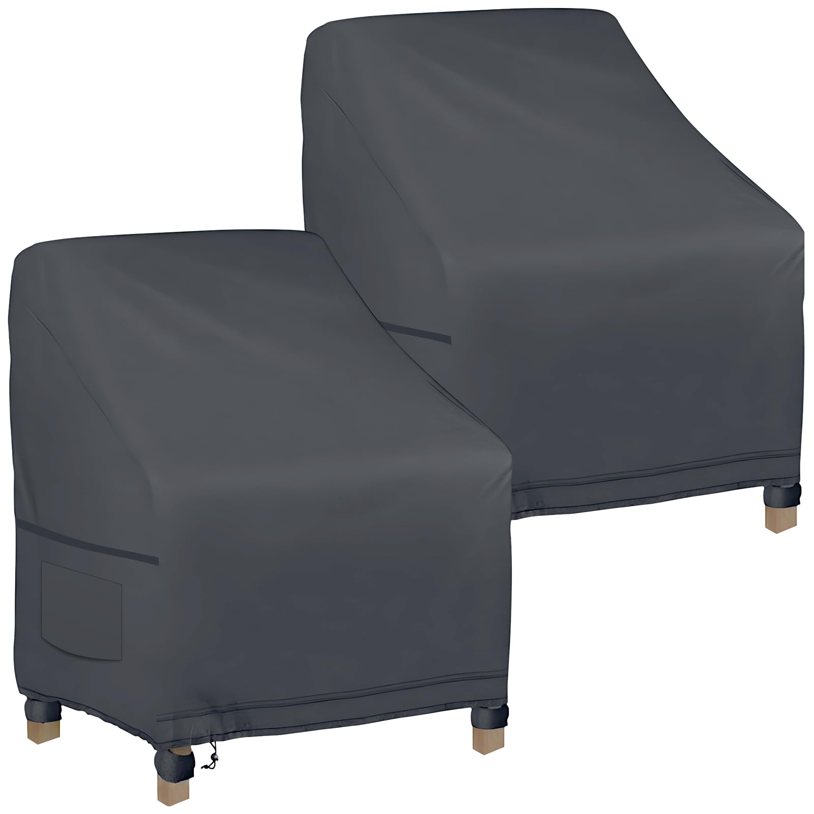 Housse de Chaise de Jardin 2 pièces, Housse pour Fauteuil 89x97x74cm, Housse de Protection pour chaises Extérieur, Tissu Oxford 600D Imperméable, bâche pour chaises de Balcon (Gris foncé)