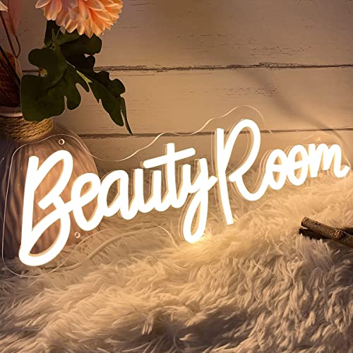 Image of Beauty Room Neon Sign For Spa Beauty Room Nail Brows Lashed Salon Studio LED Wall Art Decor For Business Stores Logo Barber Shops Led Word Indoor Custom Neon Lights 5V USB Powered Warm White 40x14.4cm