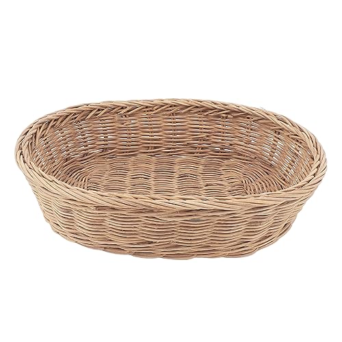 Miskall Bread Basket Storage Basket, Woven Oval 27cm Width Handmade Multifunctional High Load Capacity Rattan Fruit Baskets for Home Kitchen Restaurant