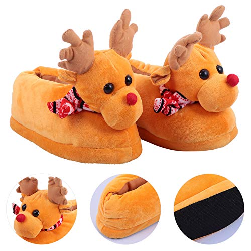 Pantufa de Natal KesYOO de pelúcia com alce aconchegante para o inverno para adultos, casal, calçado