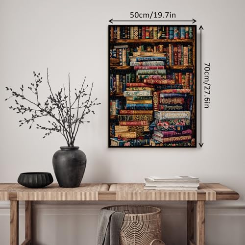 Rompecabezas Jigsaw Vintage Biblioteca 1000 Piezas para Adultos, Puzzle Artístico Desafiante con Pintura Estética miniatura 5