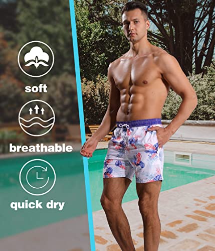 Mens Swim Trunks with Compression Liner 5.5" Inch Inseam Swim Trunks Quick Dry Surfing Summer Beach Shorts3