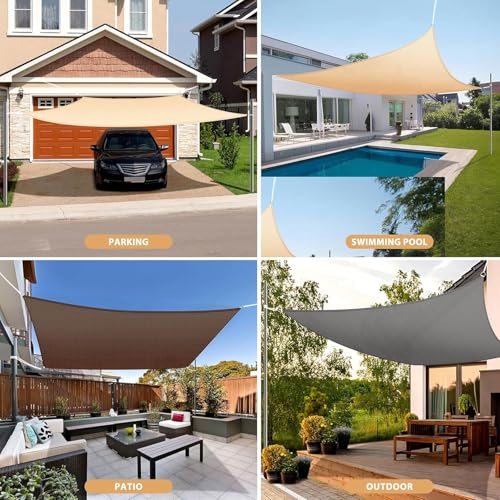 Voile d'ombrage rectangulaire crème 130x330 cm anti-UV perméable - 8
