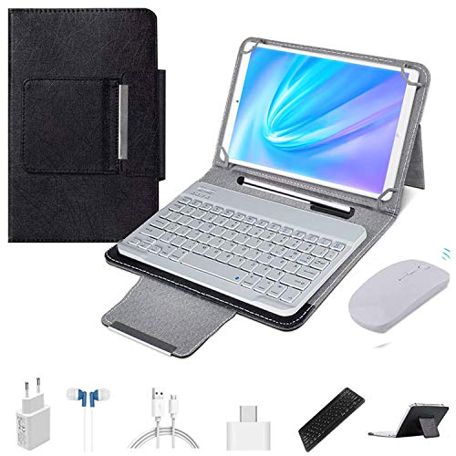 Tablets 10.1 Pulgadas Android 9.0 Tablet PC 64Go ROM 4Go RAM, Quad-Core 4G LTE Dual SIM Call 8MP 8000mAh, Rápido Tablets Baratas 2 en 1 con Teclado y Mouse Netflix/Bluetooth /Google Play (Negro) (10)