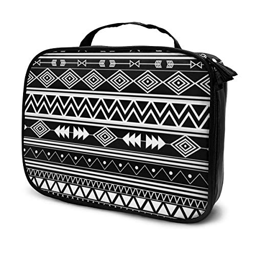 Preisvergleich Produktbild Kosmetiktasche, schwarz und weiß, geometrisches Linienmuster, Aufbewahrungstasche, tragbar, multifunktional, Tragetasche, geeignet für Sport, Fitnessstudio, Yoga, Strand, Baden