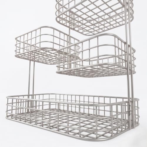 Image of 4 Tier Fruit Basket for Kitchen | Space Saving Decorative Kitchen Organizer | Multi-Layer Dining Table Organizer for Fruits, Snacks & Jars - Silver