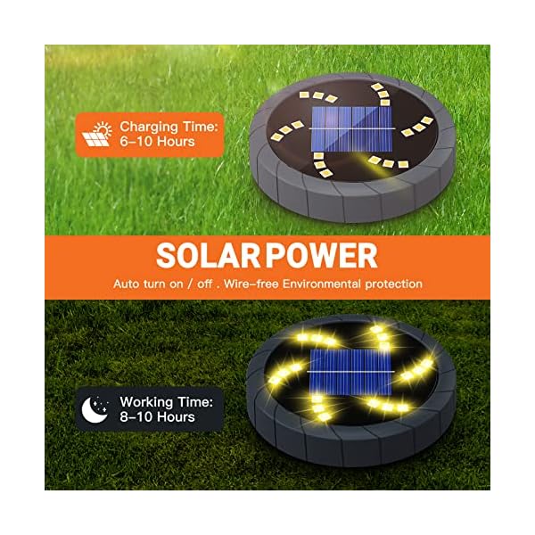 Solarlampen für Außen Garten, Solarleuchten Boden Deko Licht 18 LED Einbaustrahl Beleuchtung 4er-Set Warmweiss Solar… – Bild 6