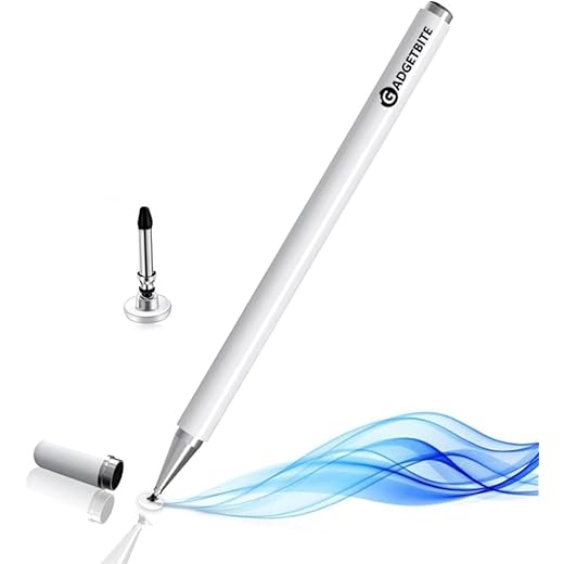 Stylus Pen for Android Tablet & iOS All Touchscreen Devices Capacitive Universal Smart Pen Pencil with Fine Point Disc Tip Lightweight Metal Body and Magnetic Cover for Mobile Phone iPad Tab - White