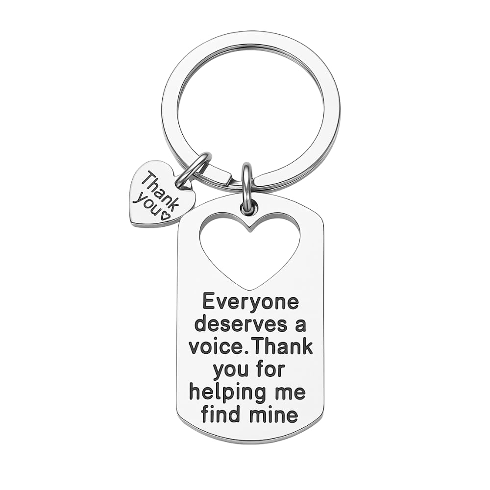 Infinity Collection Speech Therapist Keychain, Everyone Deserves a Voice, Thank You For Helping Me Find Mine - Speech Language Pathologist Jewelry