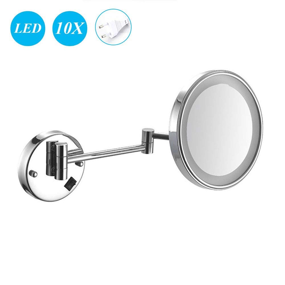 Buy 8 Inch Wall LED Lighted Makeup Mirror 10X Magnifying Premium