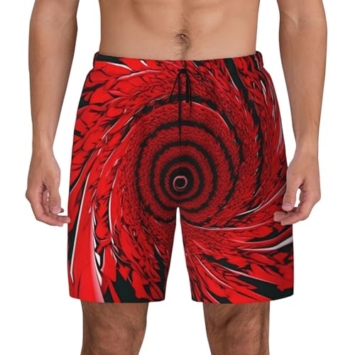 Men's Red Flower Vortex Spiral Print Quick-Dry Mesh Swim Trunks Stretch Lining Beach Shorts Surfing Summer Vacations2