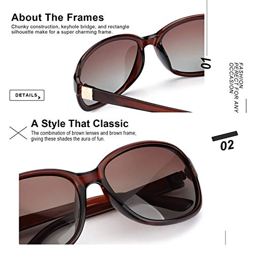 Image of SIPHEW Polarized Sunglasses for Women | UV400 Protection | Vintage Sun Glasses,Wraparound Shade,Lightweight & Comfortable,Big Sunnies eyewear,Driving,Outdoors