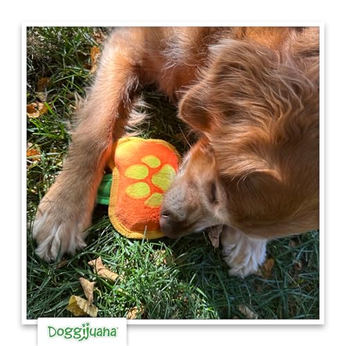 Image of Doggijuana Tuffer Chewer Dog Toy, Jack O' Lantern | Fall Plush, Squeaky | Squeaky plush dog toy with calming Juananip catnip inside; eases anxiety, stress & boredom; durable interactive chew toy