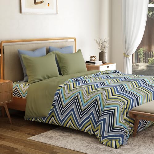 Image of Mytrident Bedsheet for Double Bed Queen Size |90 Inches x 100 Inches | Wave Blues