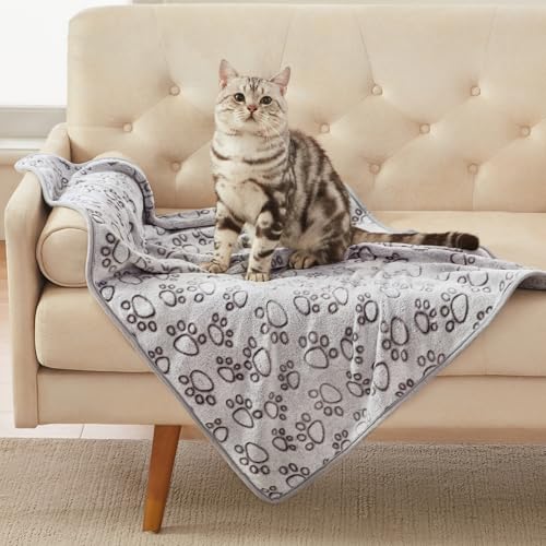 luciphia Hundedecke Katzendecken Waschbar Flauschig, 1 Pack 3 Decken Super Weich Fluffy, Kuscheldecke Fleece Haustier Decken für Hunde Katzen, Kann für Sofas, Autos, Betten, Liebe Pfote 40 * 60cm