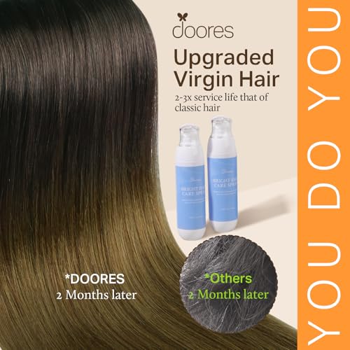 Image of DOORES Seamless Clip-in Hair Extensions, Chocolate Dip Color Melt 110g 7pcs 18 Inch, Invisi Edge Remy Natural Straight Hair