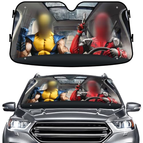 Superhero Movie Windshield Sun Shade for Car SUV Truck (64x32 inches), Sun Shade Windshield, Shades for Front Windows, Sunshade for Car Windshield, Protector Blocks UV