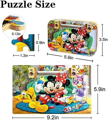 Disney Minnie Mouse Floor Jigsaw Puzzles for Kids Ages 4-8,60 Pieces Mickey Mouse Puzzles for Children Girls and Boys,Packed in Tin Box,Puzzle Size:9.2"X5.9" 5 51zSNier6SL. AC