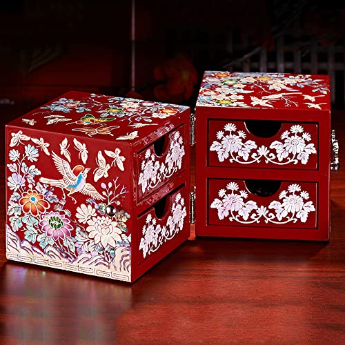 Boîte à bijoux en bois sur coiffeuse pour déco rétro chinoise - 6