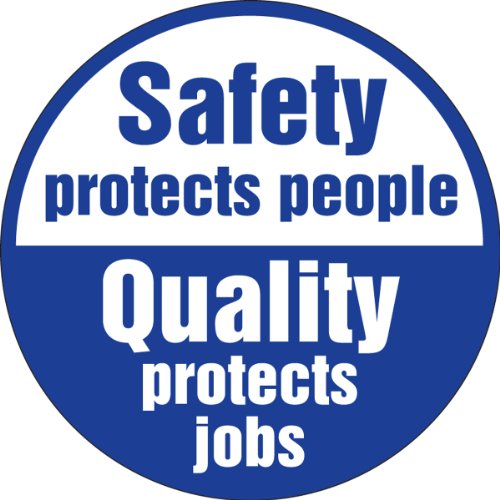 Exclusive Discount 90% Price Accuform Signs LHTL304 Adhesive Vinyl Hard Hat Decal, Legend"Safety Protects People Quality Protects Jobs", 2-1/4" Diameter, Blue on White (Pack of 10)